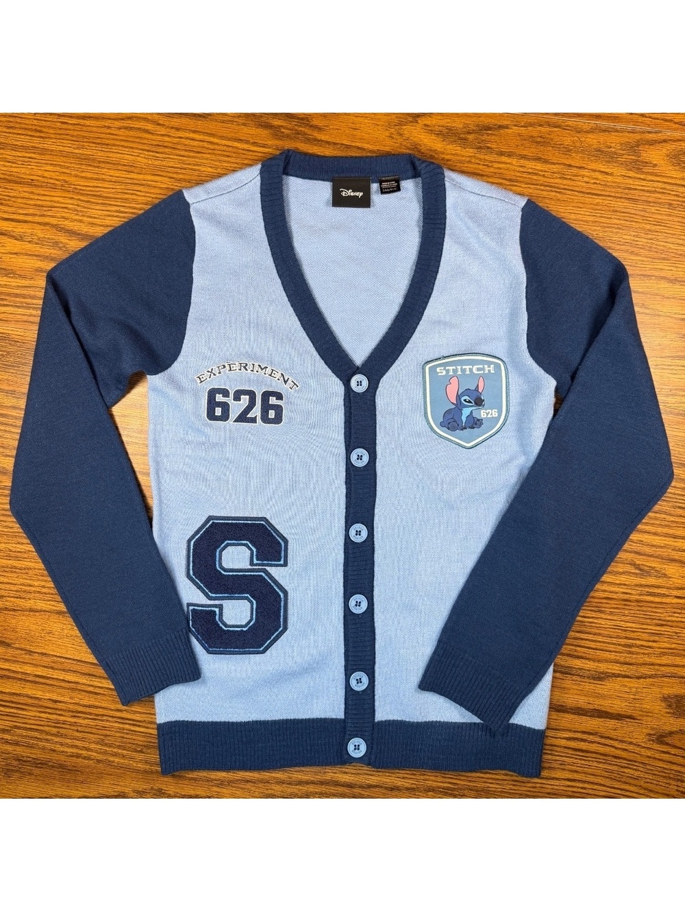 Disney Stitch Experiment 626 Blue Cardigan Sweater Small